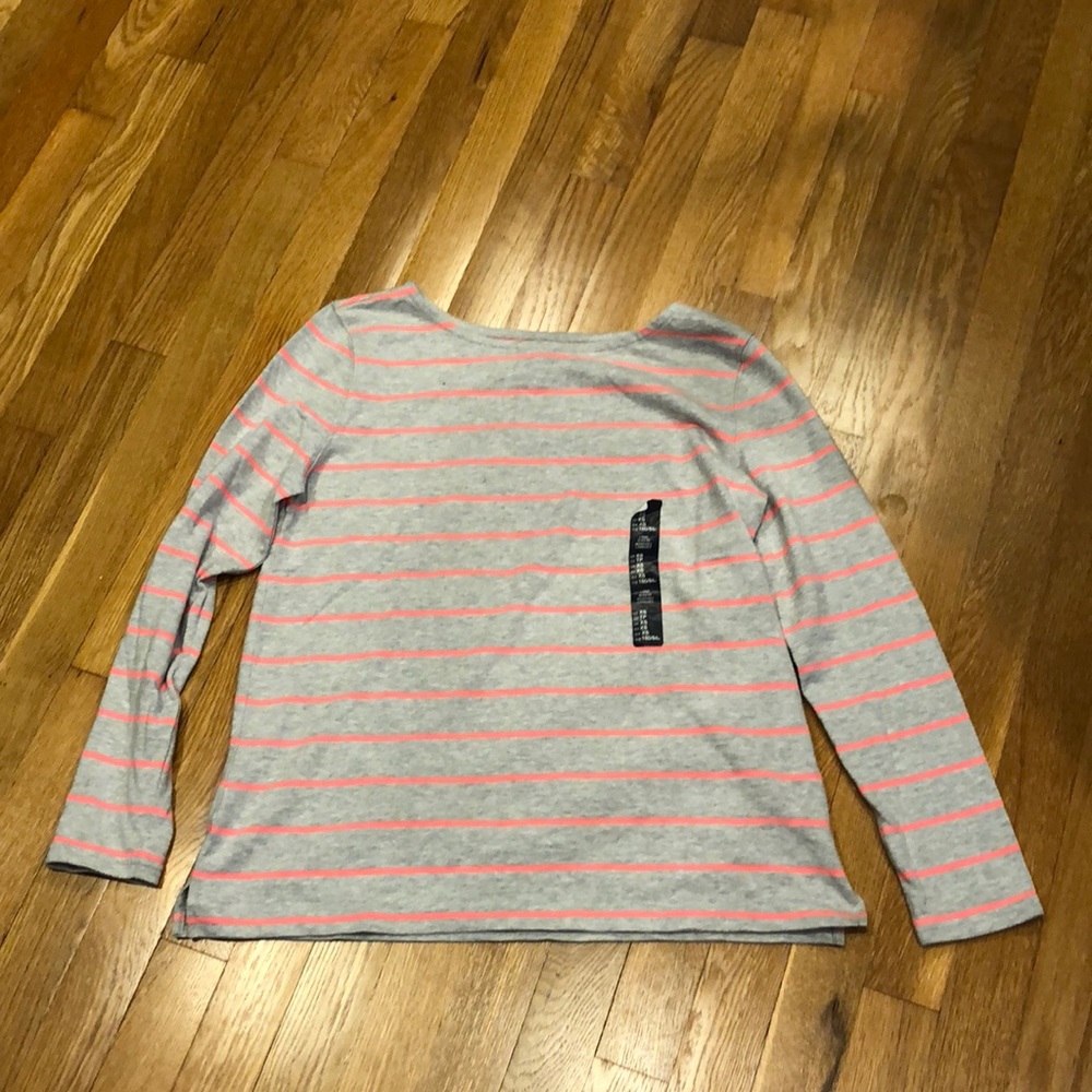 Grey and hot pink striped shirt